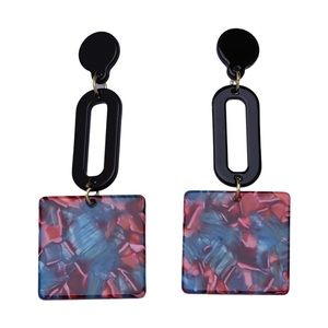 Geometric square multi colored earrings